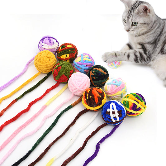 Aiitle Coloful Cat Interactive Woolen Ball with Bell