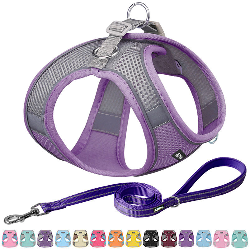 Aiitle Soft Adjustable Mesh Dog Harness Leash Set Pink