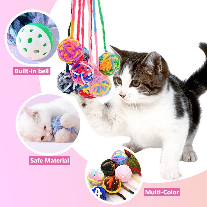 Aiitle Coloful Cat Interactive Woolen Ball with Bell