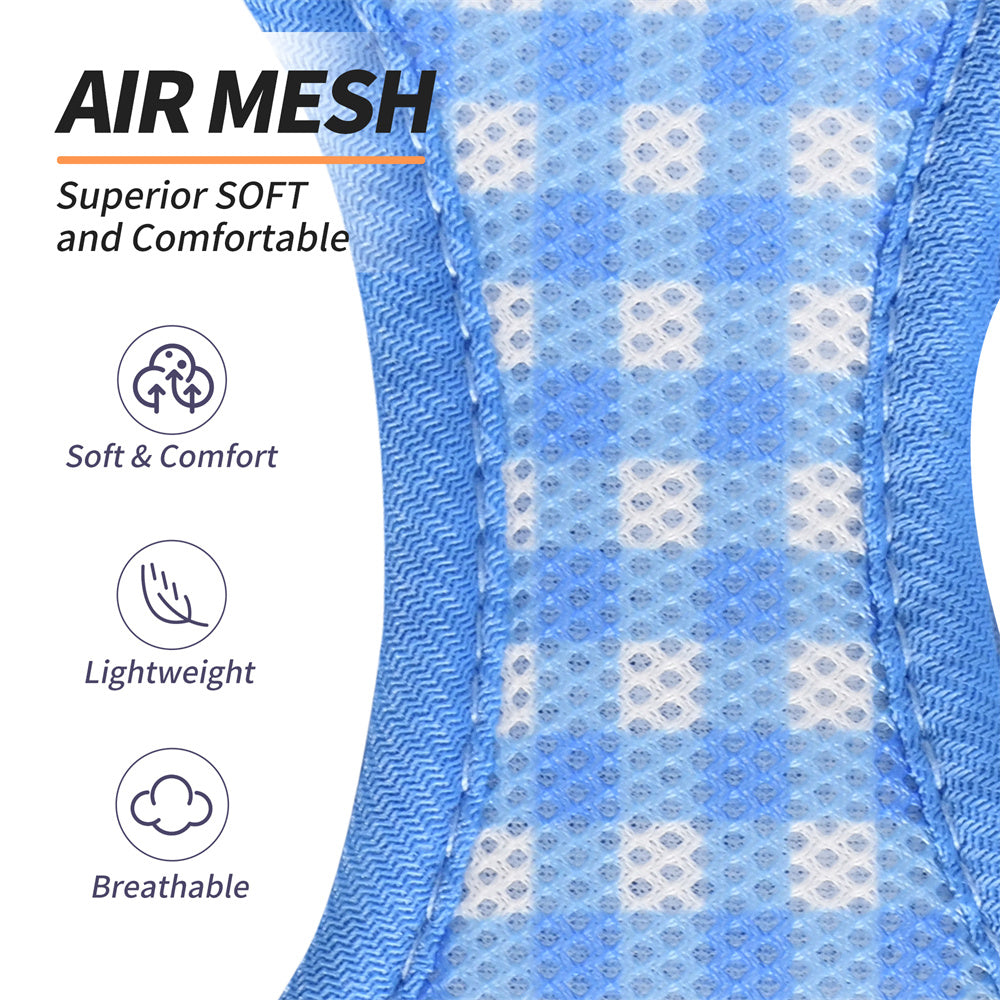Aiitle Soft Adjustable Plaid Mesh Dog Vest Harness with Leash Set