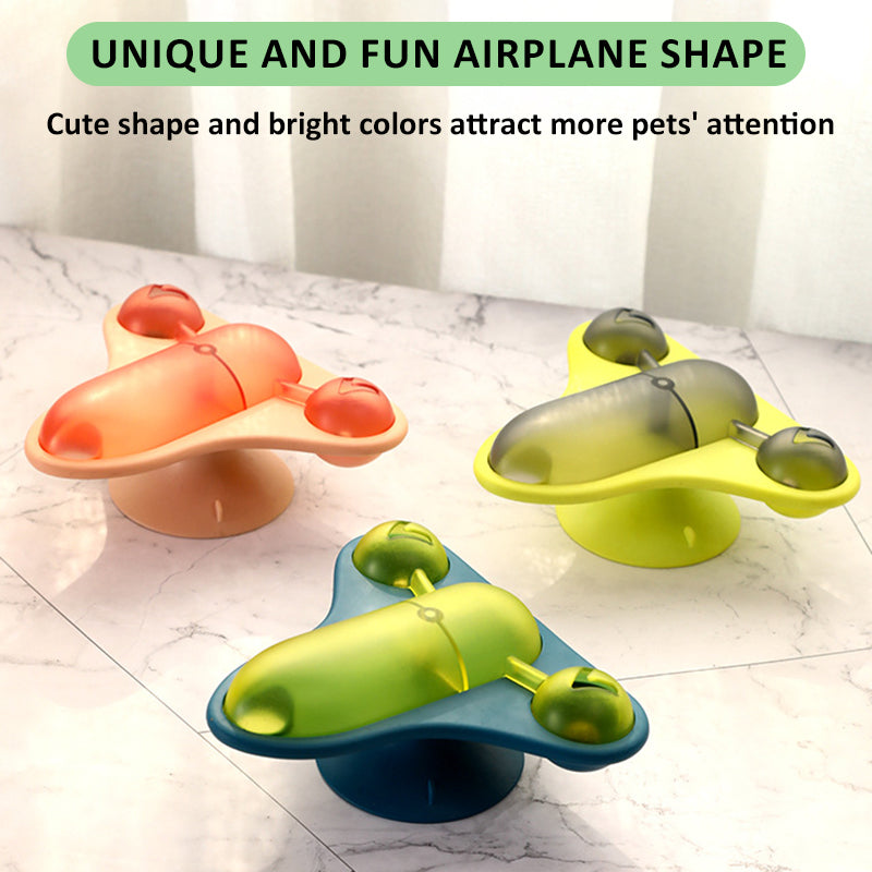 Aiitle Rotating Airplane Pet Food Dispenser Toy
