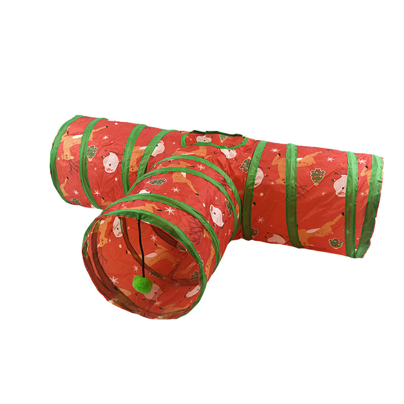 Aiitle Christmas Foldable Cat Tunnel Toy T Green