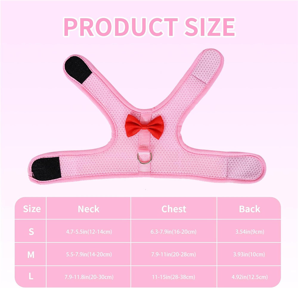 Aiitle Soft Mesh Rabbit Harness and Leash Set with Cute Bow