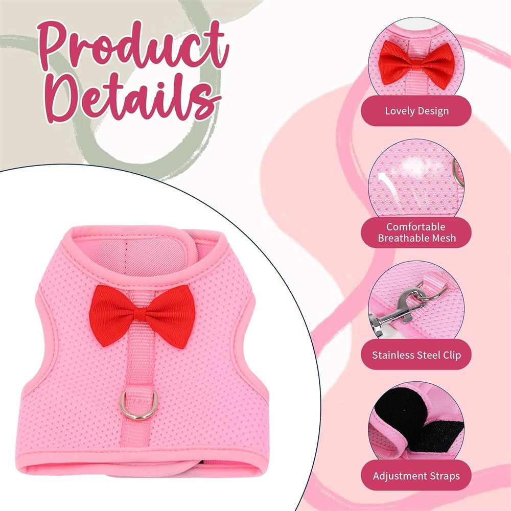 Aiitle Soft Mesh Rabbit Harness and Leash Set with Cute Bow