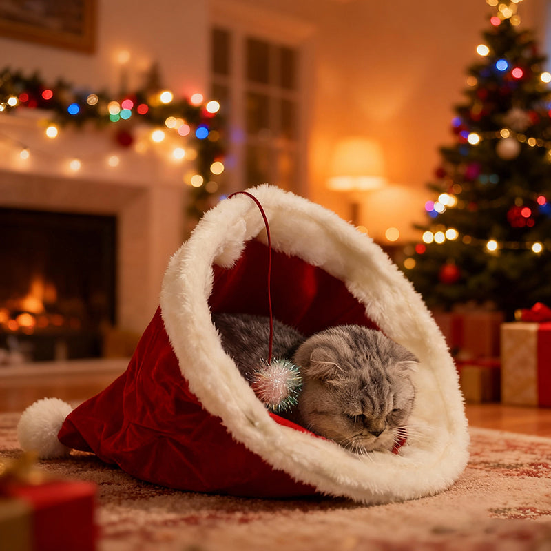 Aiitle Christmas Hat Cat Sleeing Bag