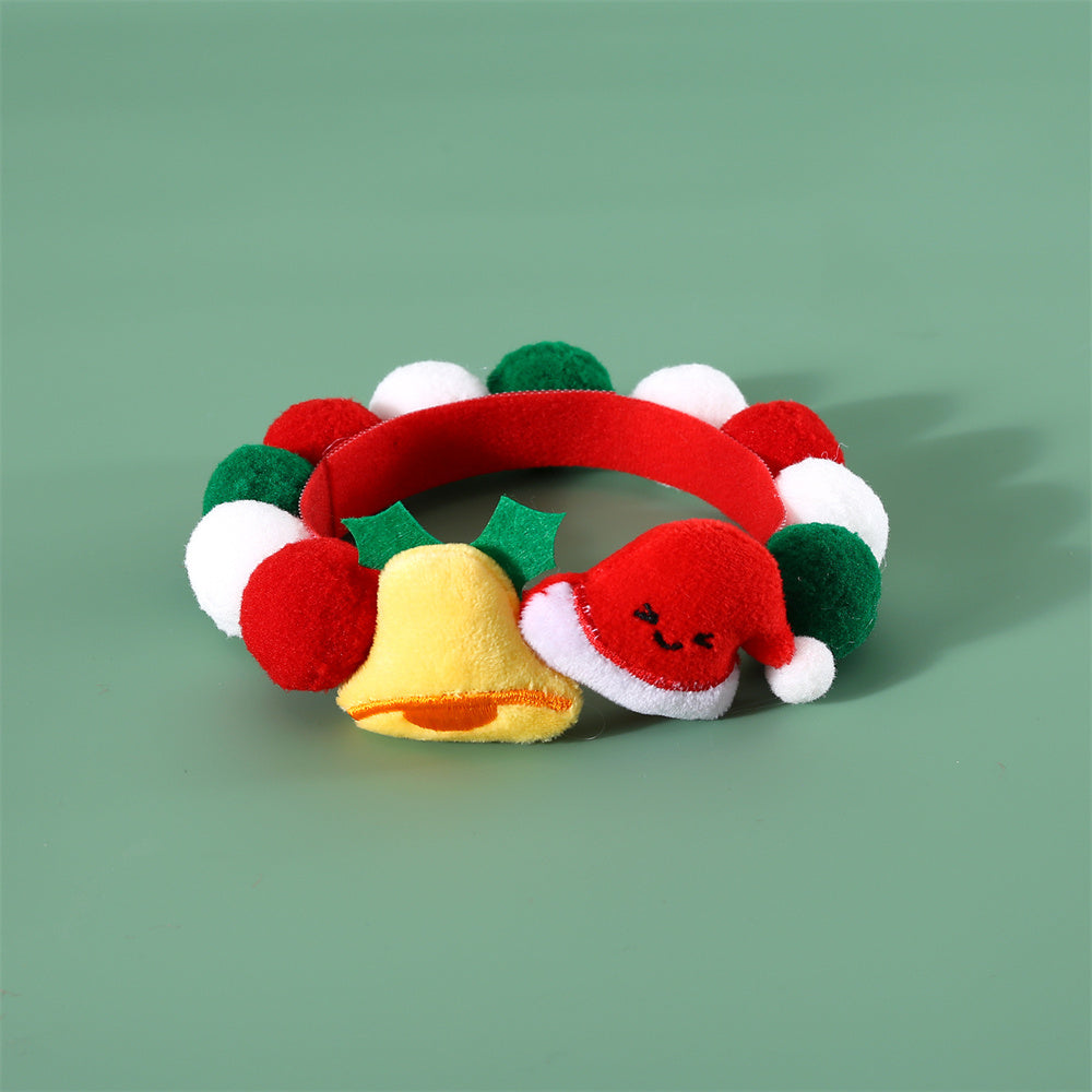 Aiitle Adjustable Pet Christmas Plush Pom Pom Collar