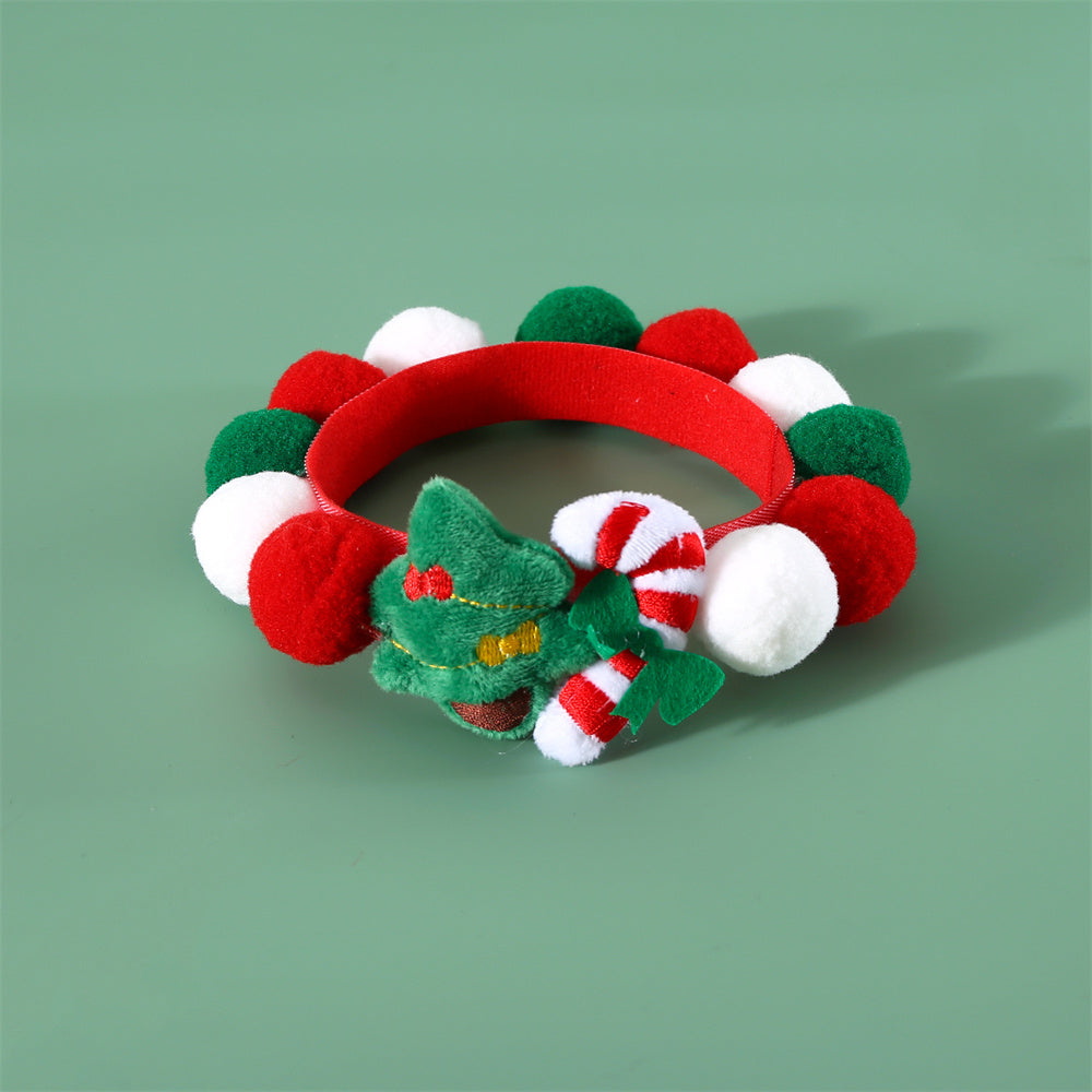 Aiitle Adjustable Pet Christmas Plush Pom Pom Collar