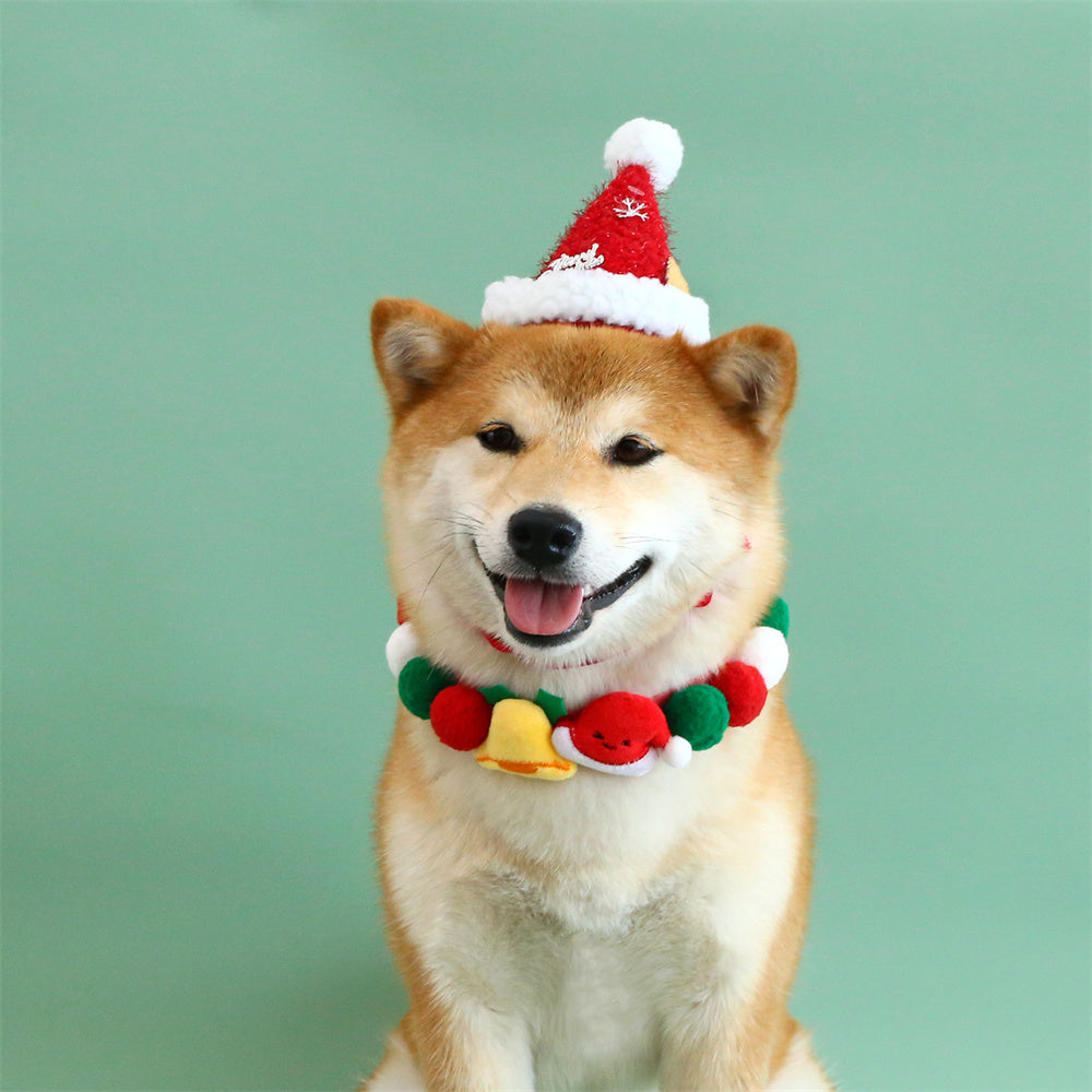 Aiitle Adjustable Pet Christmas Plush Pom Pom Collar