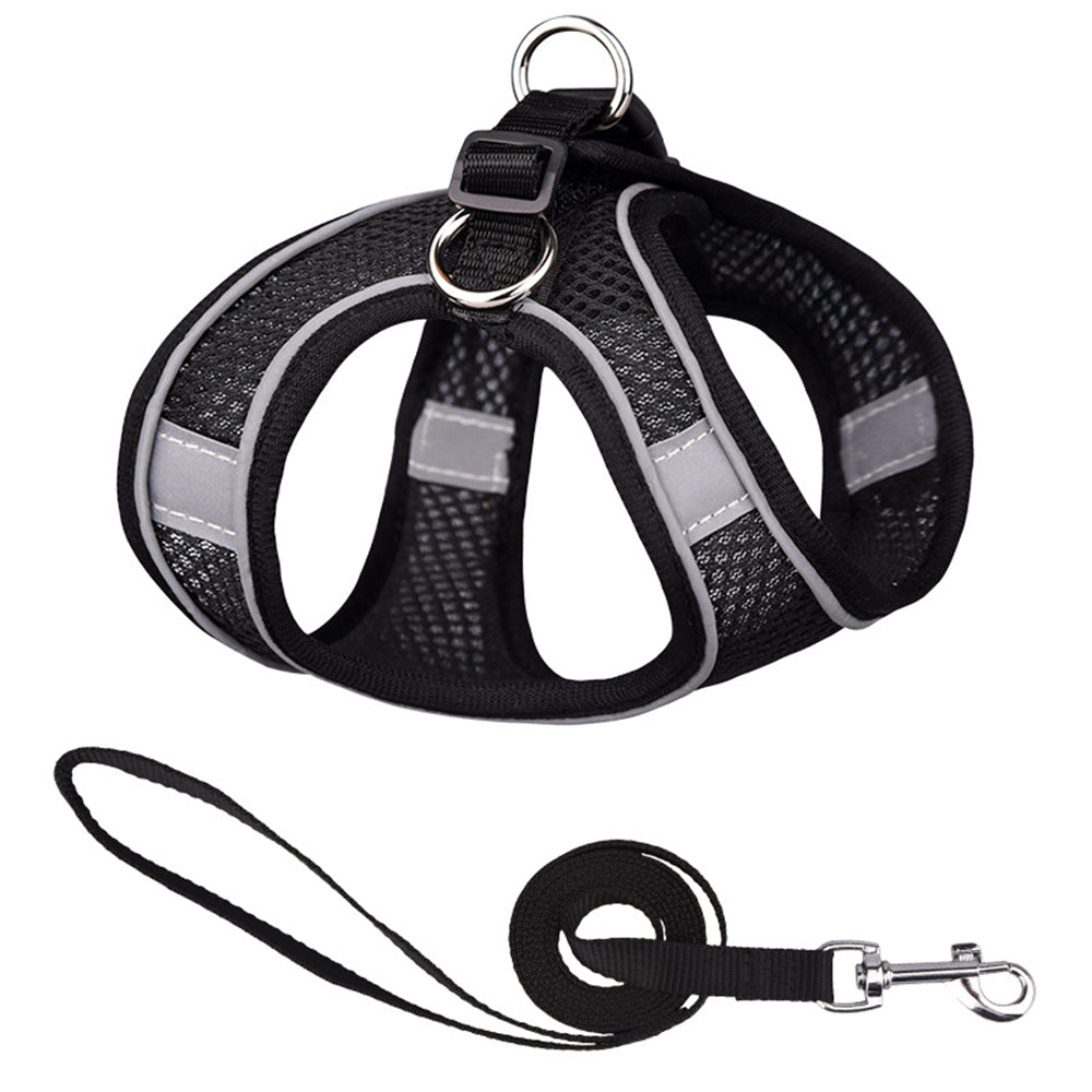 Aiitle Soft Adjustable Mesh Dog Harness Leash Set Beige