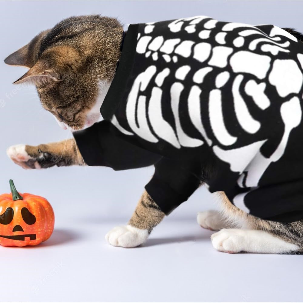 Aiitle Pet Halloween Black and White Skeleton Costume