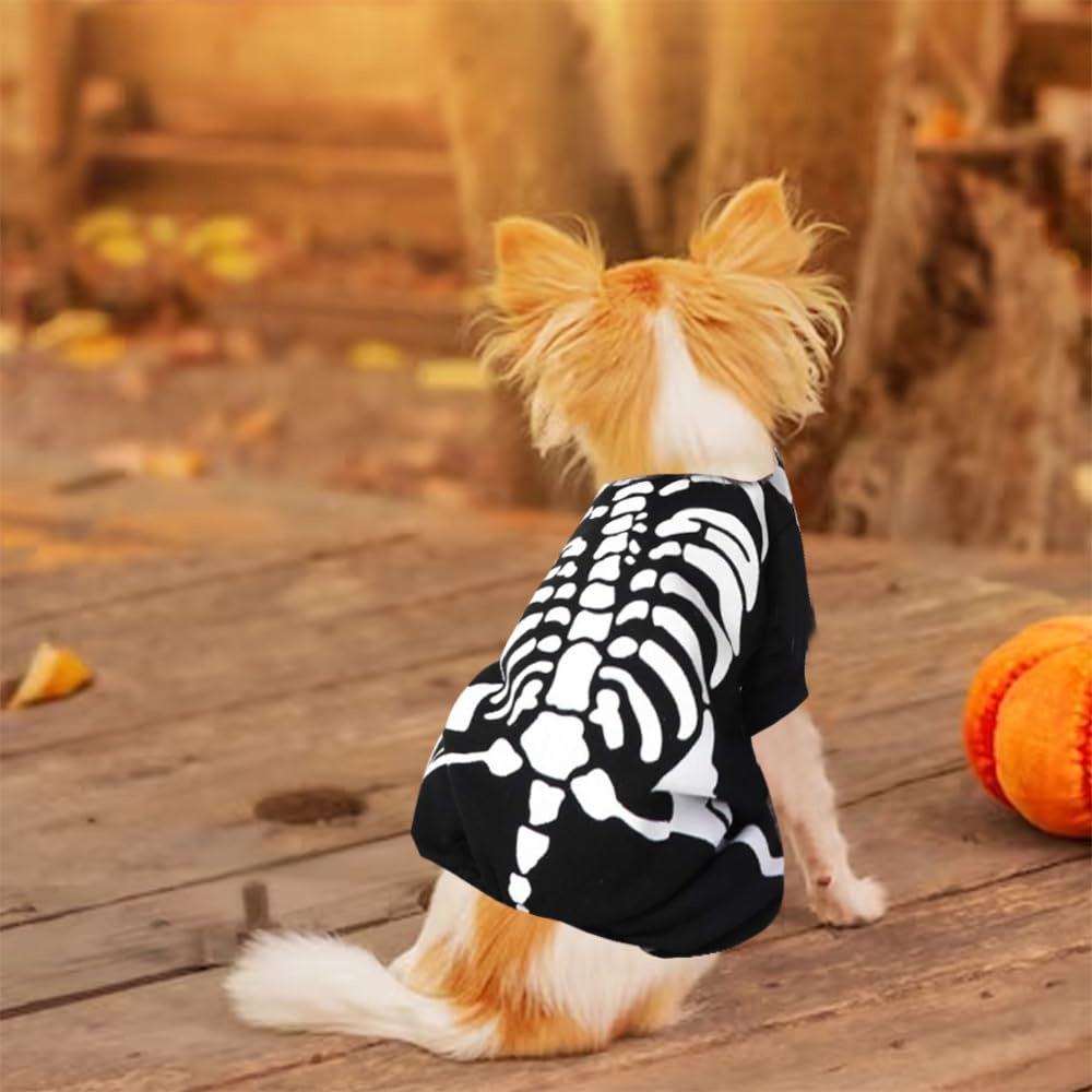 Aiitle Pet Halloween Black and White Skeleton Costume