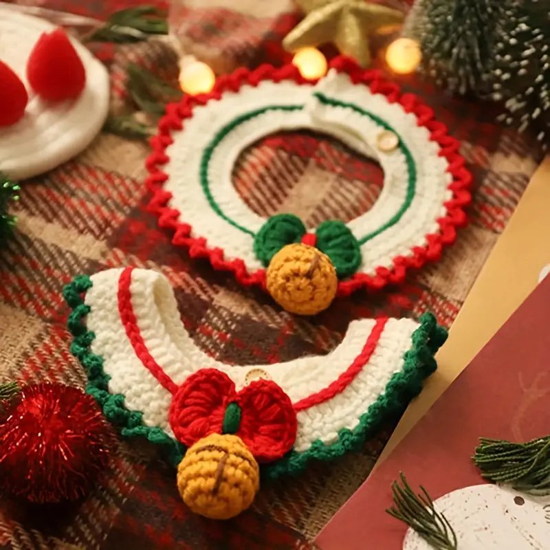 Aiitle Christmas Knitted Cat Collar