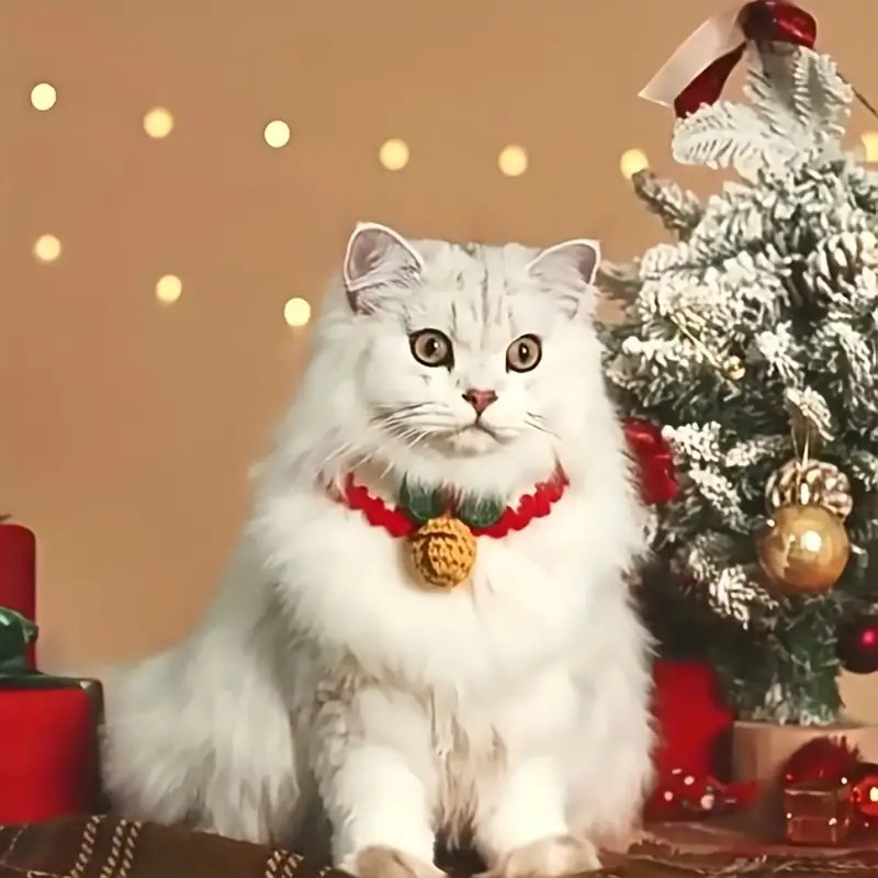 Aiitle Christmas Knitted Cat Collar
