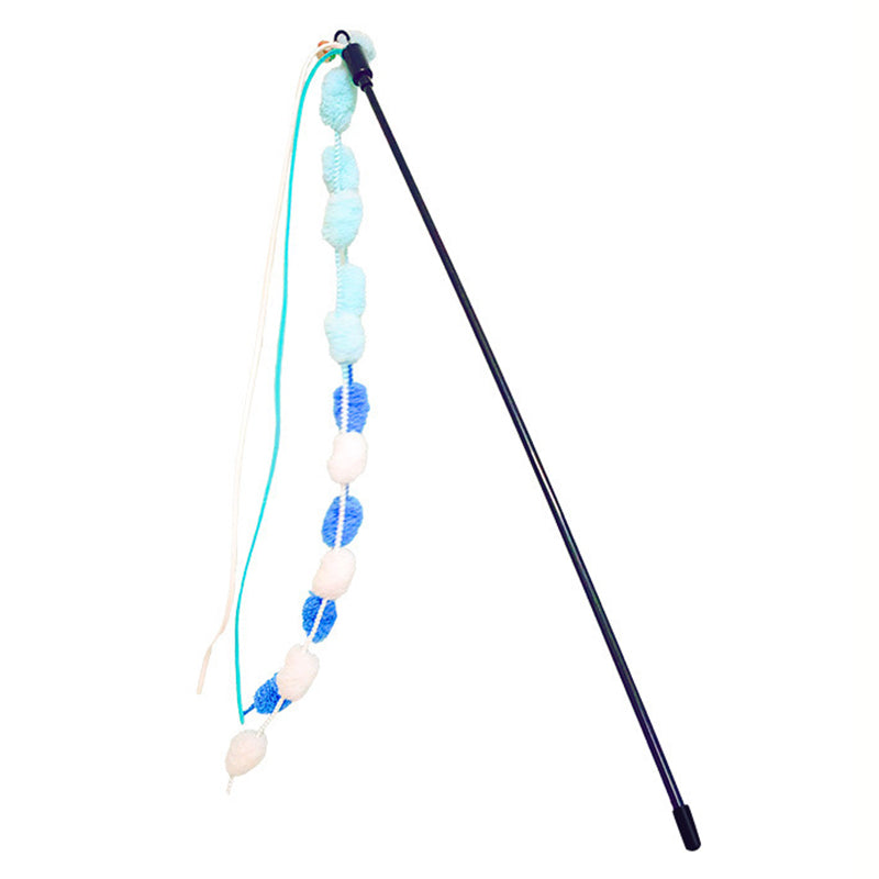 Aiitle Colorful Plush Ball Cat Teaser Wand 3 PCS Set