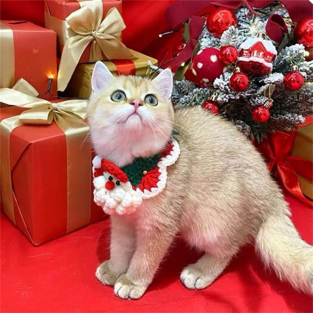 Aiitle Christmas Cute Handmade Knit Cat Collar