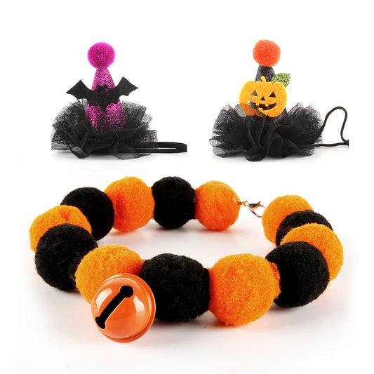 Aiitle Halloween Pet Hat Collar 2 Pcs Set