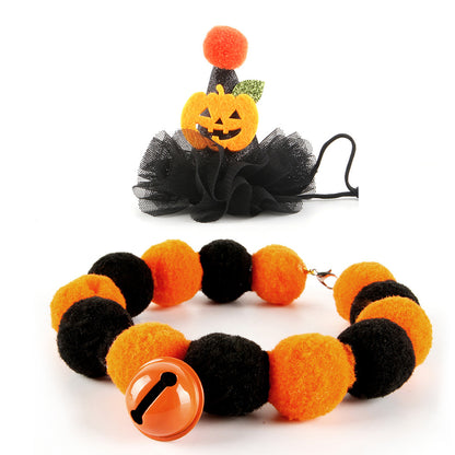 Aiitle Halloween Pet Hat Collar 2 Pcs Set