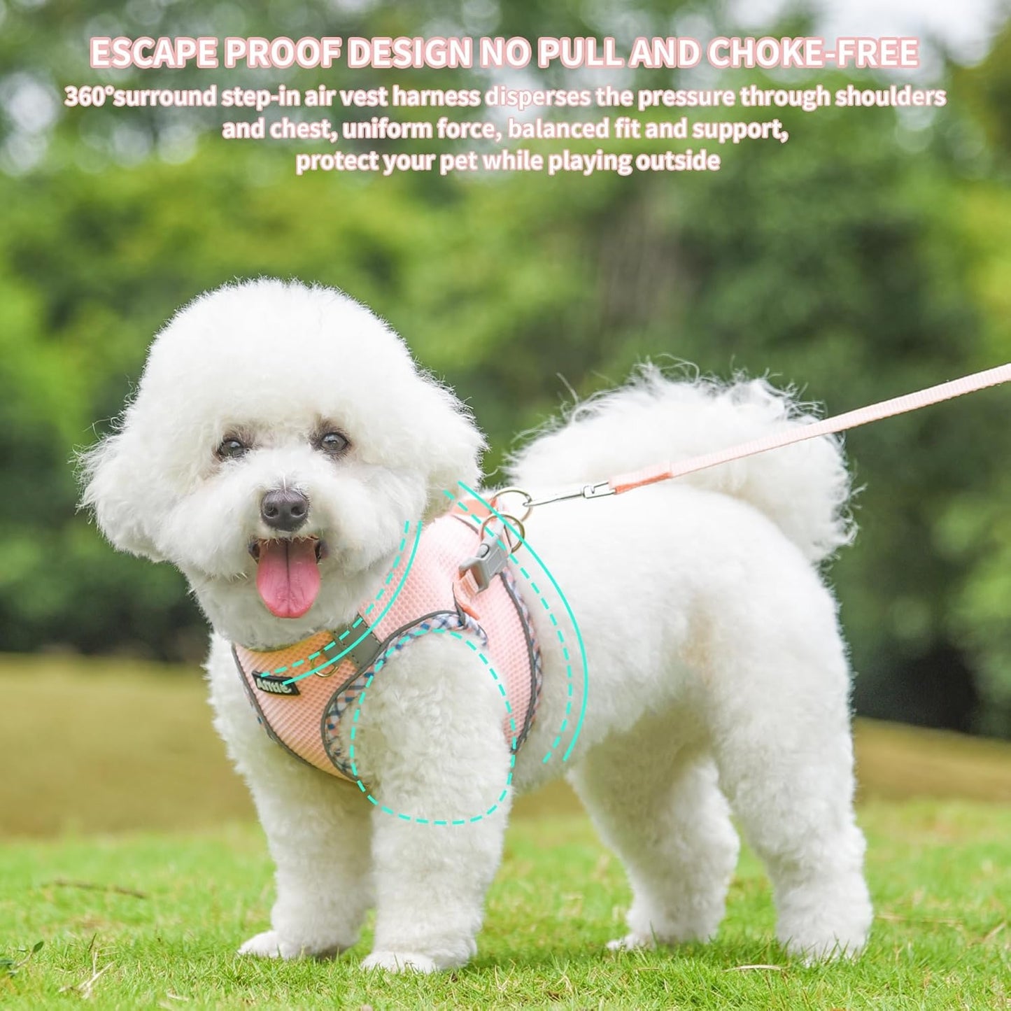 Aiitle Step in Breathable Air Mesh Dog Harness Pink