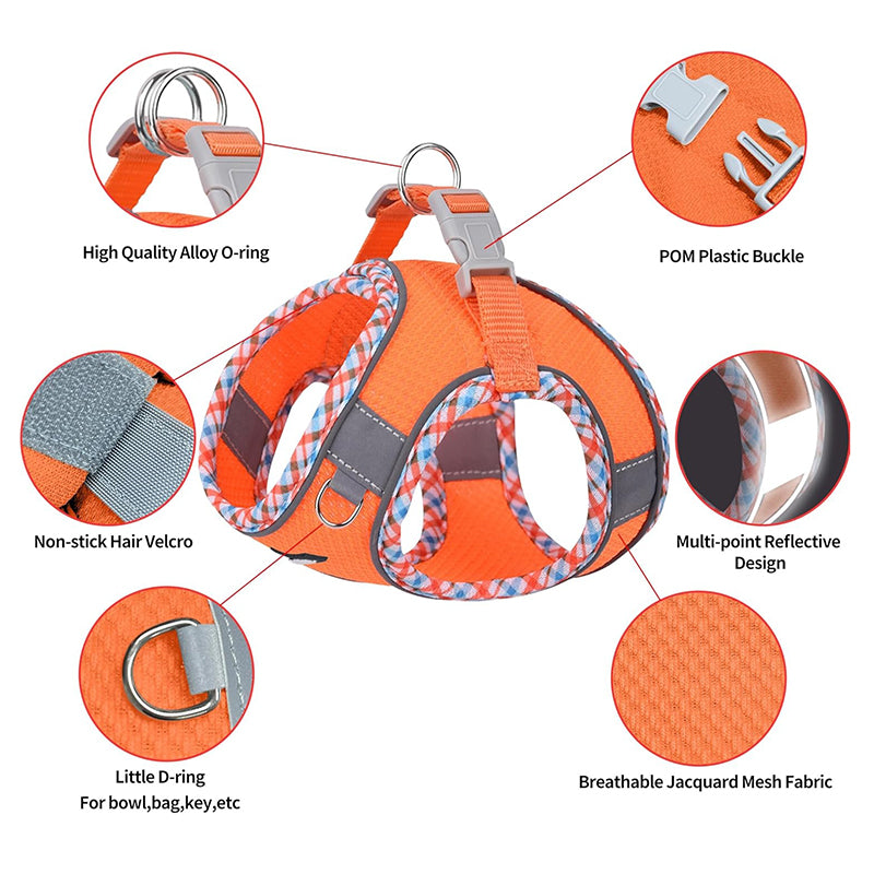 Aiitle Step in Breathable Air Mesh Dog Harness Orange