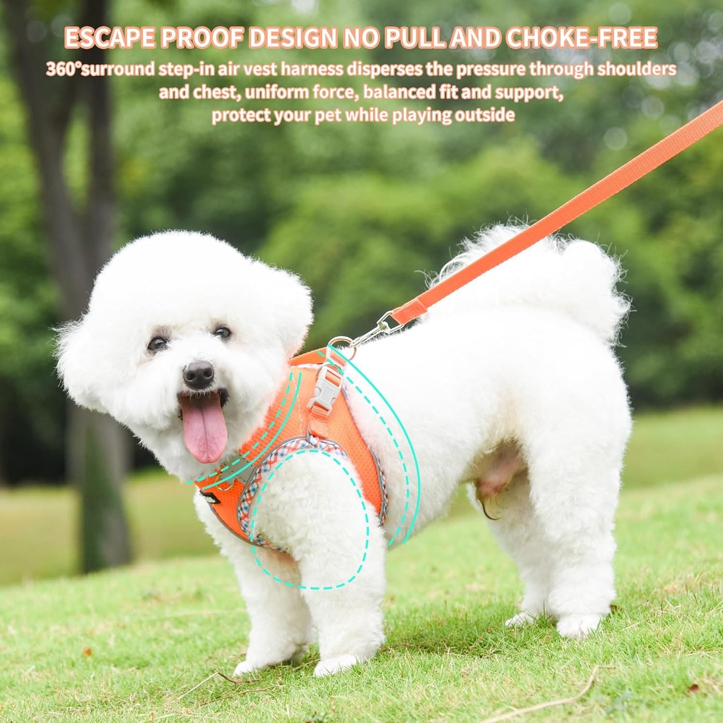 Aiitle Step in Breathable Air Mesh Dog Harness Orange