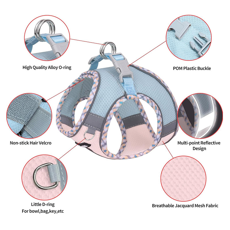 Aiitle Step in Breathable Air Mesh Dog Harness Blue Pink