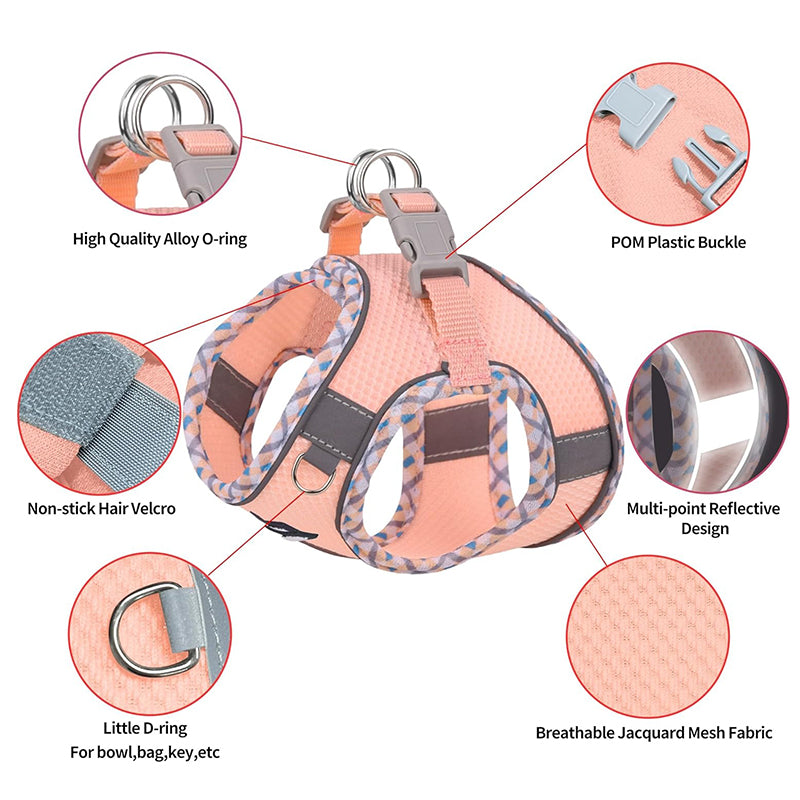 Aiitle Step in Breathable Air Mesh Dog Harness Pink