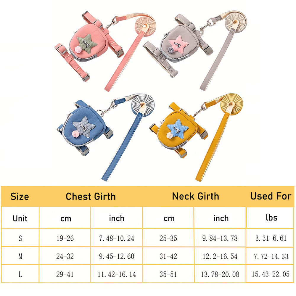 Aiitle Cute Adjustable Pet Harness Leash Set With Backpack