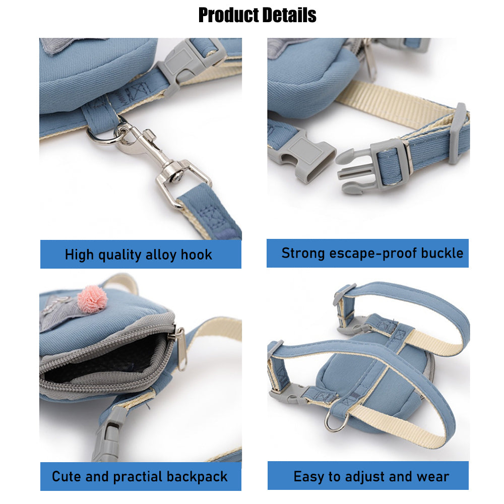 Aiitle Cute Adjustable Pet Harness Leash Set With Backpack
