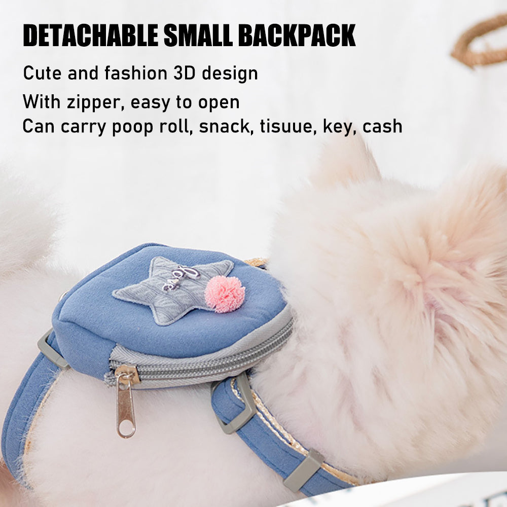 Aiitle Cute Adjustable Pet Harness Leash Set With Backpack