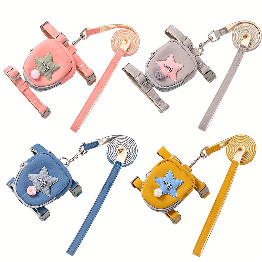 Aiitle Cute Adjustable Pet Harness Leash Set With Backpack