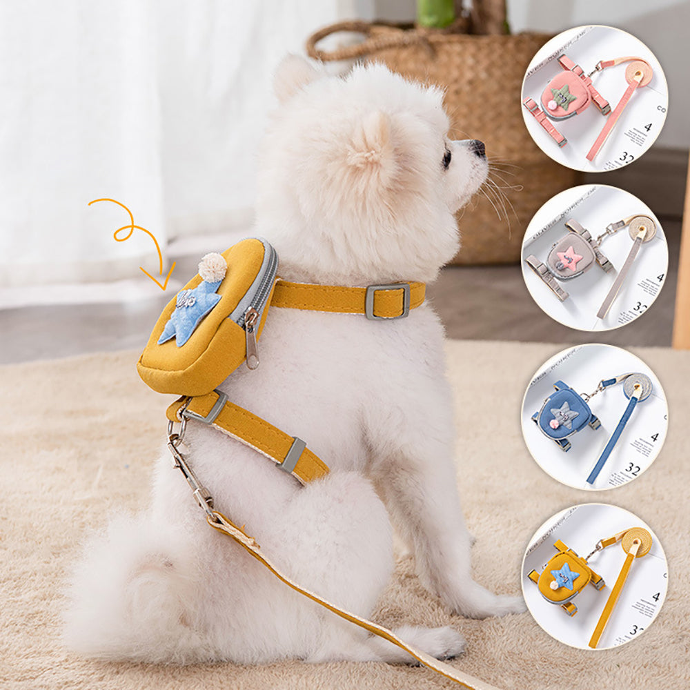 Aiitle Cute Adjustable Pet Harness Leash Set With Backpack