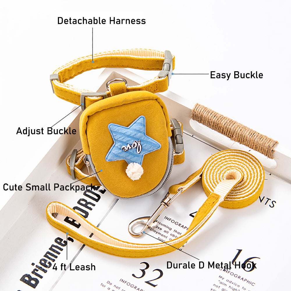 Aiitle Cute Adjustable Pet Harness Leash Set With Backpack