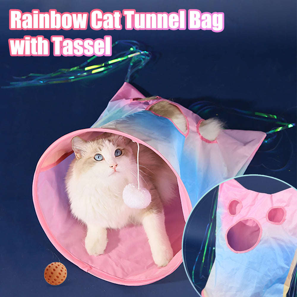 Aiitle Rainbow Cat Tunnel Bag with Tassel