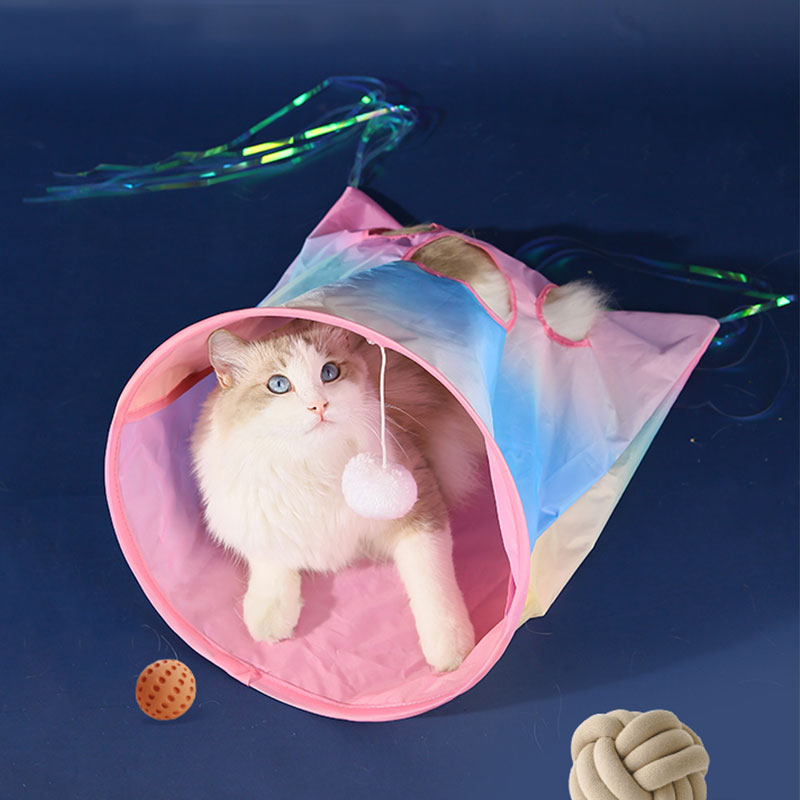 Aiitle Rainbow Cat Tunnel Bag with Tassel