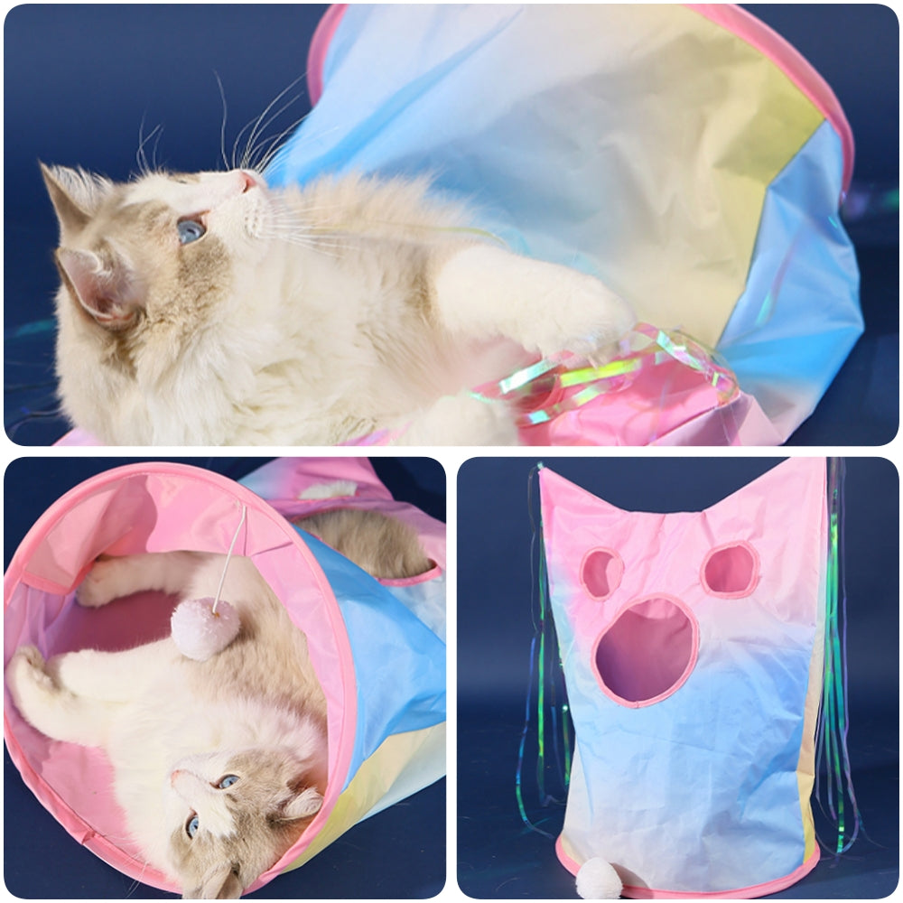 Aiitle Rainbow Cat Tunnel Bag with Tassel