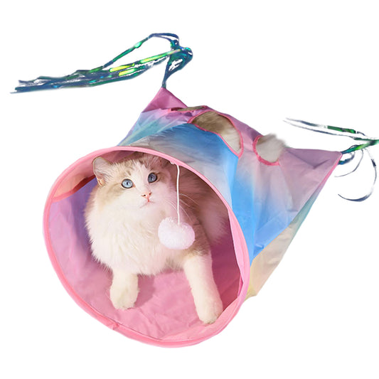 Aiitle Rainbow Cat Tunnel Bag with Tassel