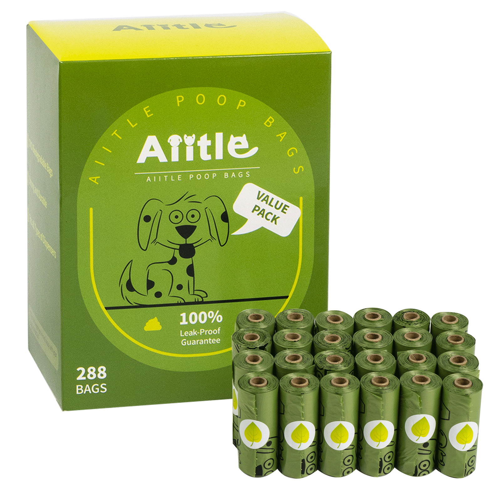 AIITLE Dog Poop Bag, Extra Thick Strong 100% Leak Proof Biodegradable Poop Bags | AIITLE