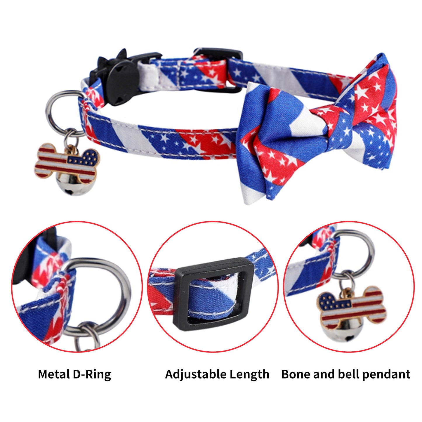 AIITLE American Flag Cat Collar for 4th of July Independence Day | AIITLE