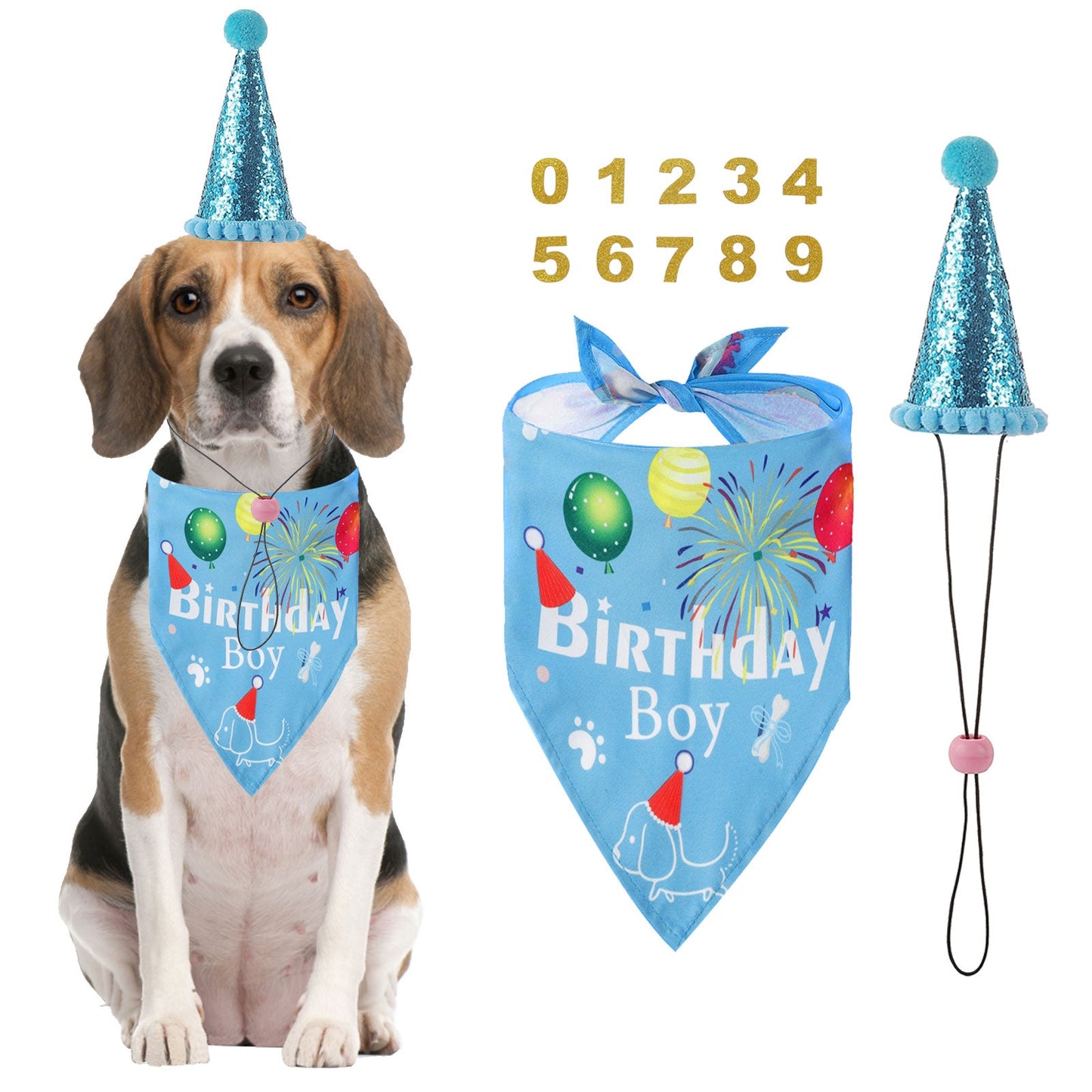 AIITLE Dog Birthday, Scarf and Reusable Dog Girl Birthday Party Hat with Number | AIITLE