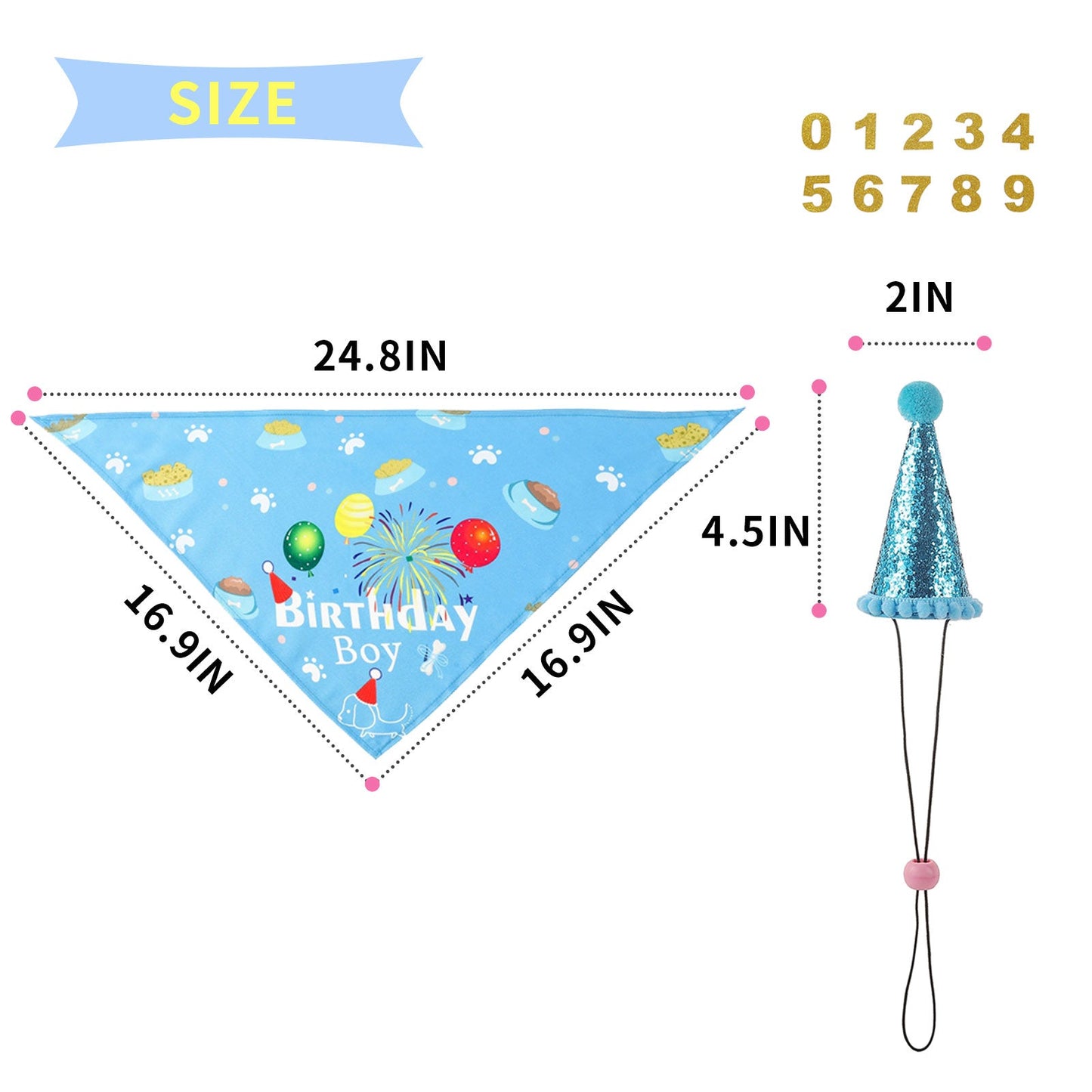AIITLE Dog Birthday, Scarf and Reusable Dog Girl Birthday Party Hat with Number | AIITLE