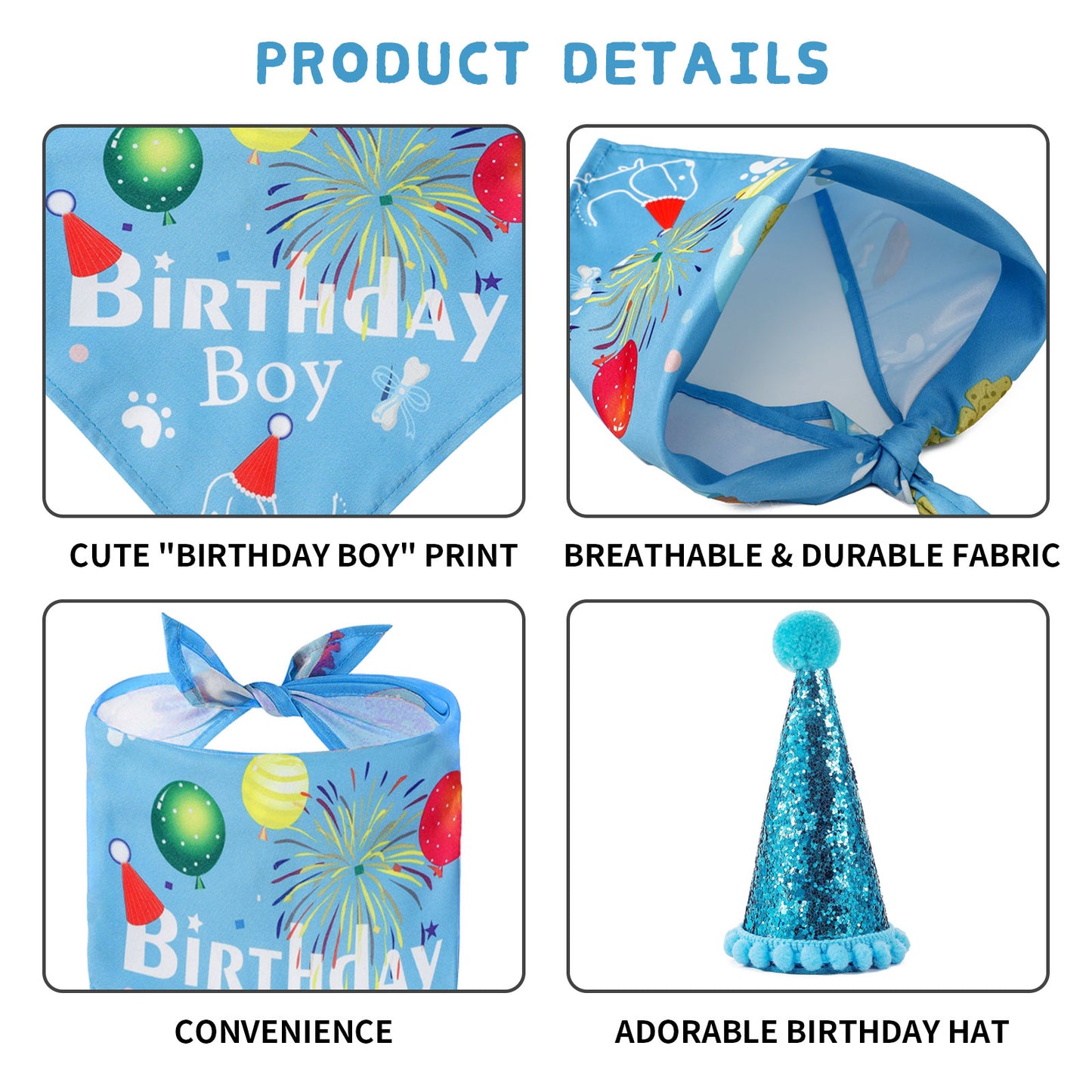 AIITLE Dog Birthday, Scarf and Reusable Dog Girl Birthday Party Hat with Number | AIITLE