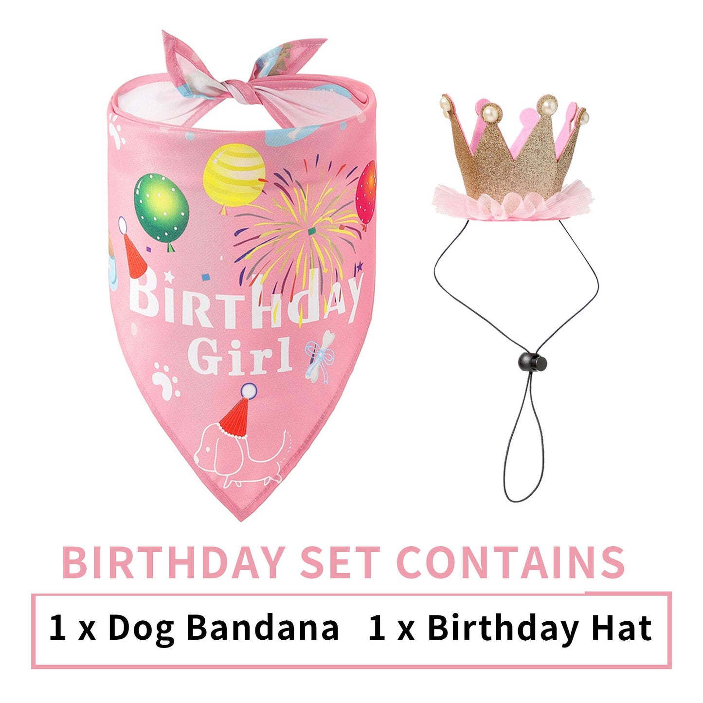 AIITLE Dog Birthday, Scarf and Reusable Dog Girl Birthday Party Hat with Number | AIITLE