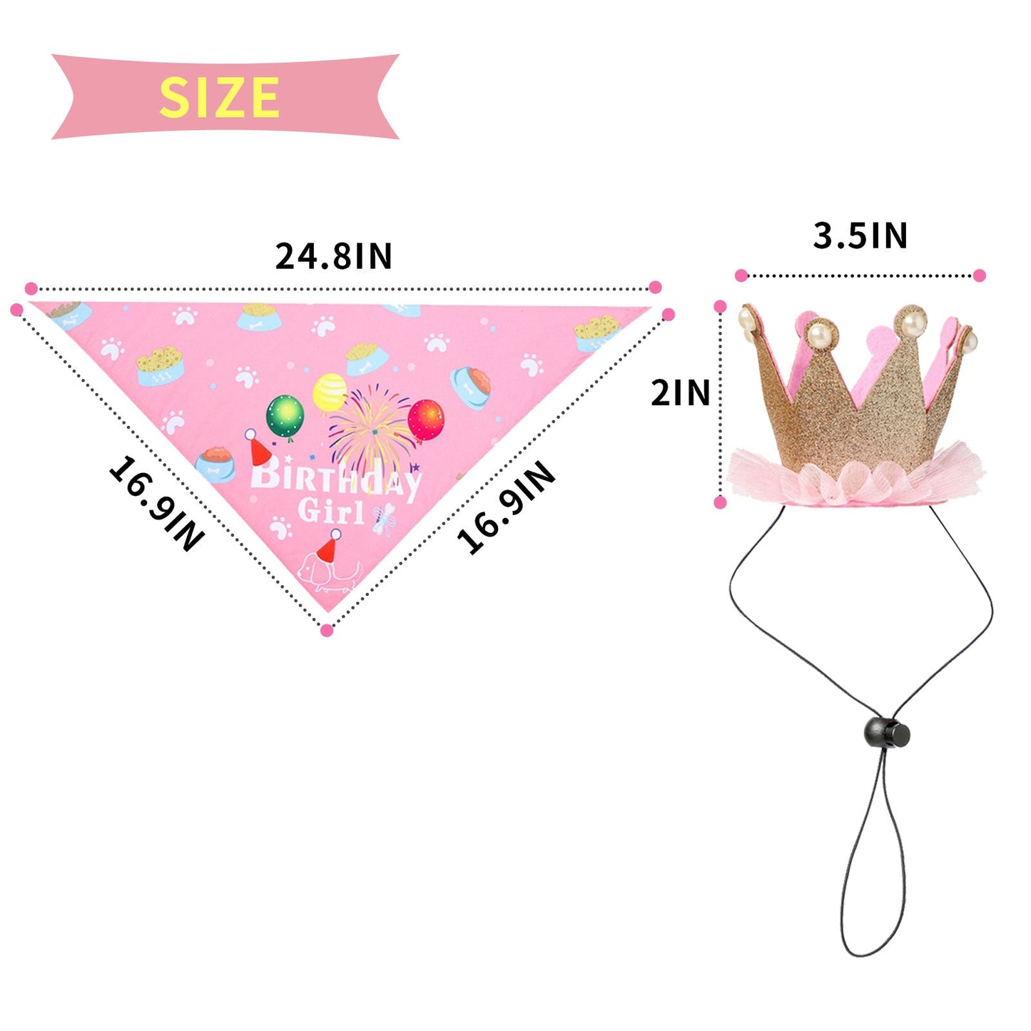 AIITLE Dog Birthday, Scarf and Reusable Dog Girl Birthday Party Hat with Number | AIITLE