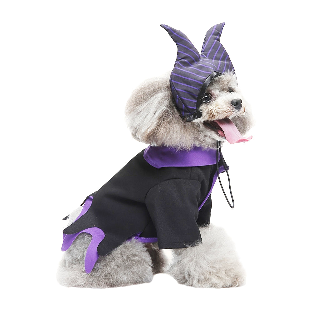 Aiitle Black and Purple Dog Hallloween Wizard Costume
