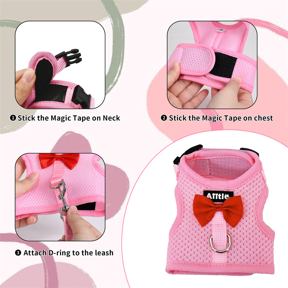 Aiitle Soft Mesh Rabbit Harness and Leash Set with Cute Bow