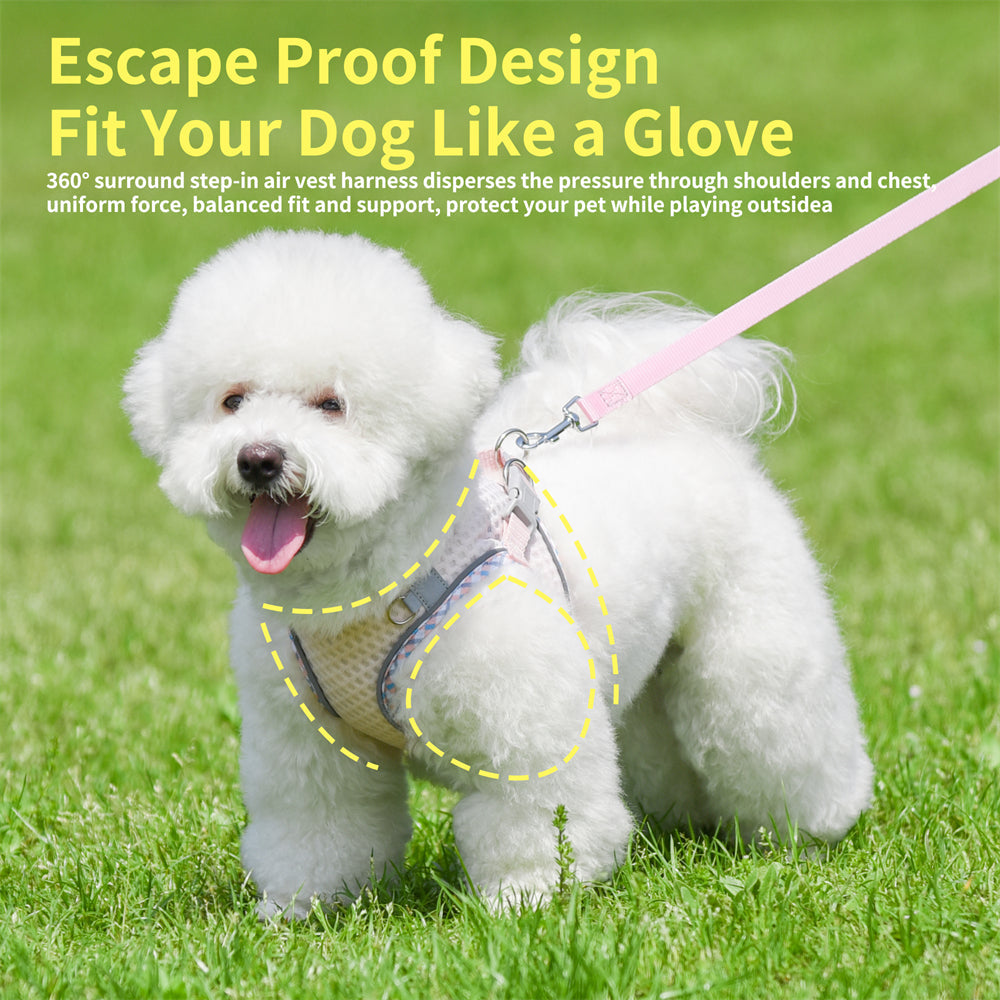 Aiitle Plaid Border Reflective Mesh Dog Harness Lavender