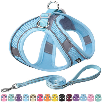 Aiitle Soft Adjustable Mesh Dog Harness Leash Set Green