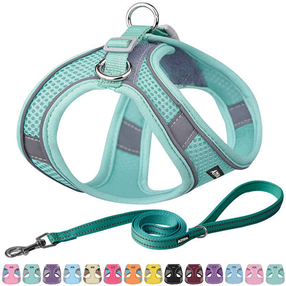 Aiitle Soft Adjustable Mesh Dog Harness Leash Set Green