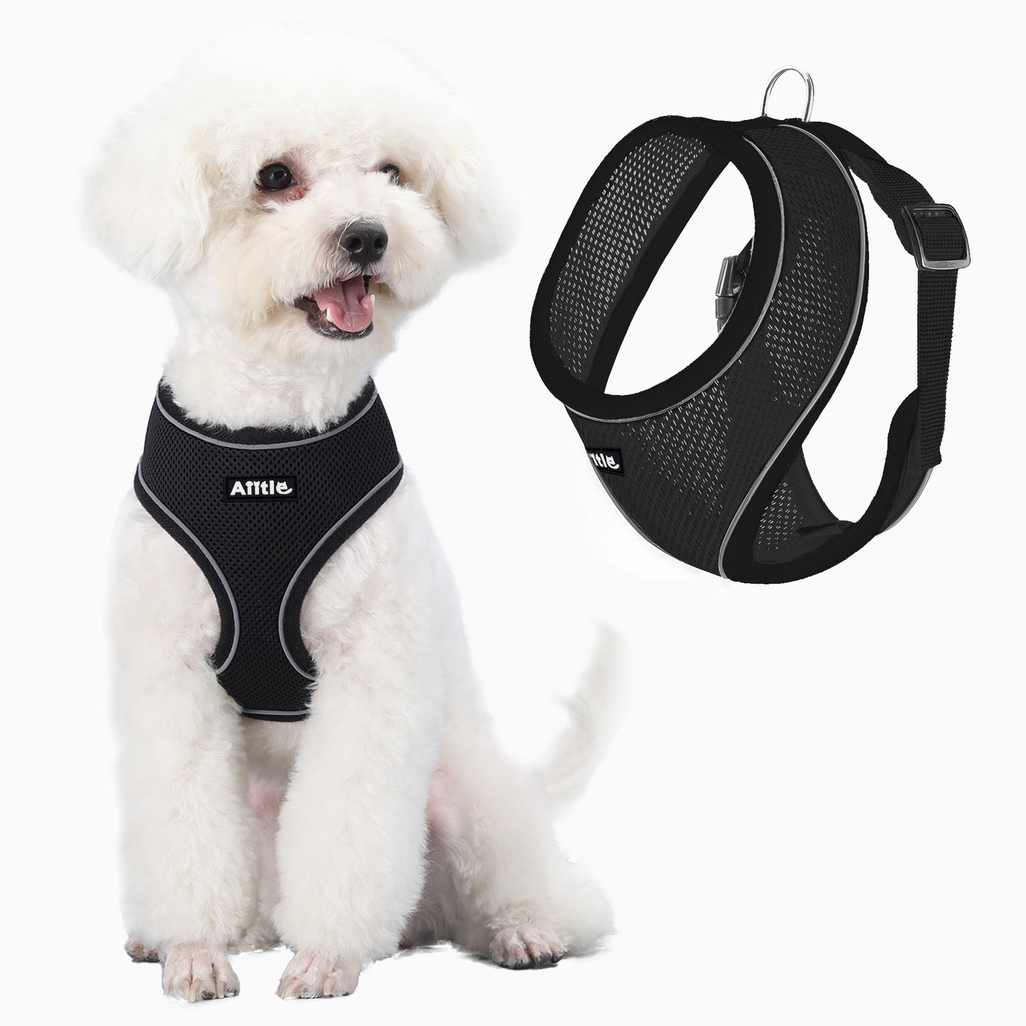 Aiitle Adjustable Mesh Small Dog Harness Black
