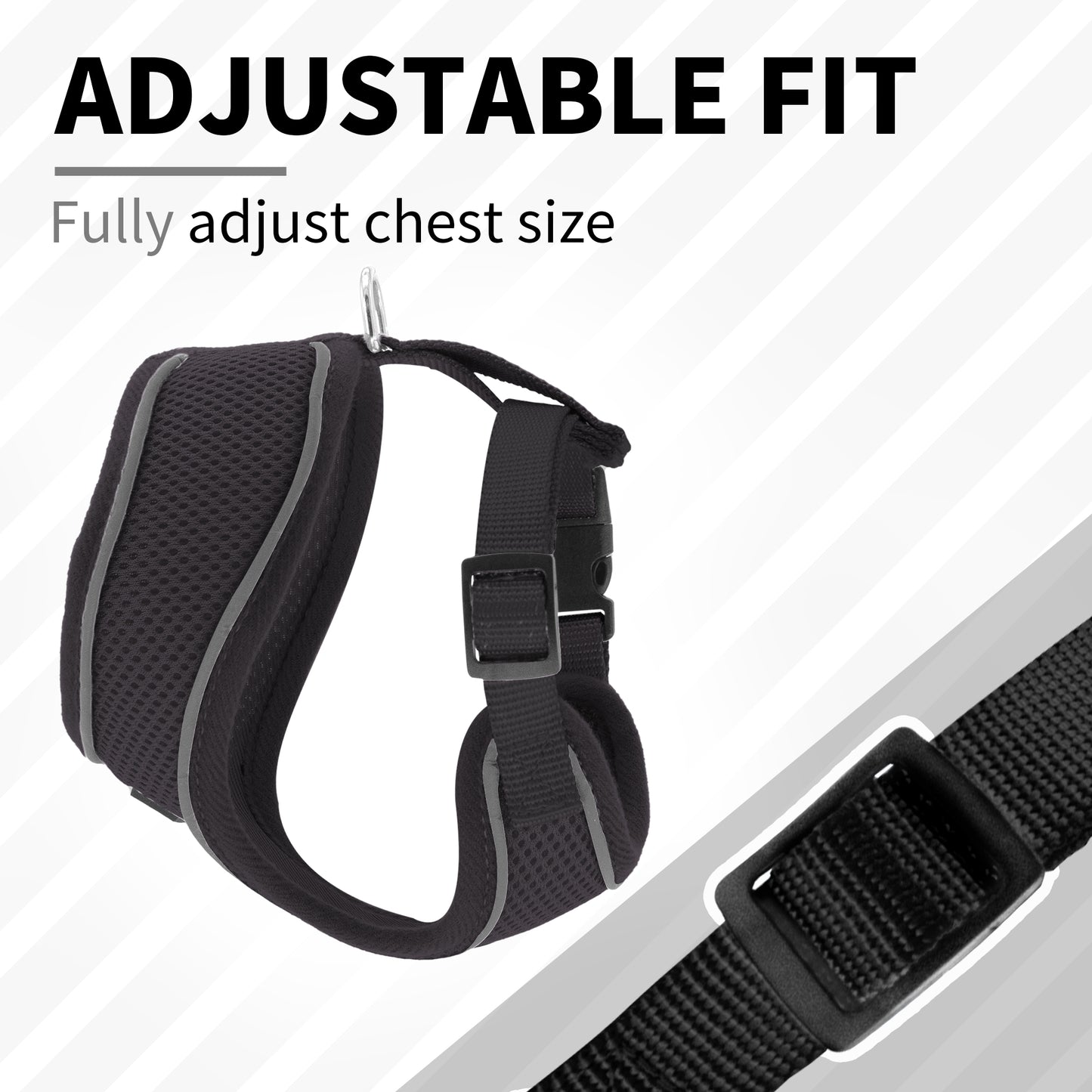 Aiitle Adjustable Mesh Small Dog Harness Black